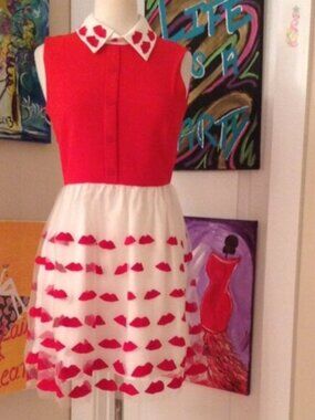 NWOT Kiss Lips Cotton & Tulle Dress.